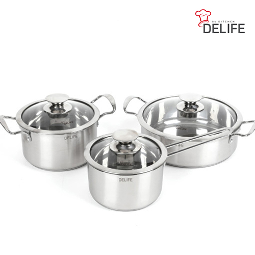 [디라이프] 쿡 웨어 IH 3종 냄비세트 DLA-SC3SET / 편수 16cm, 양수 18cm, 전골 24cm