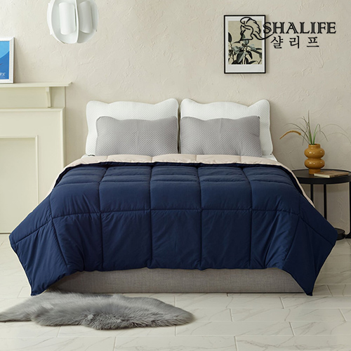 [샬리프] 청하 양모 이불 (네이비&아이보리 180 x 210cm) / Q사이즈
