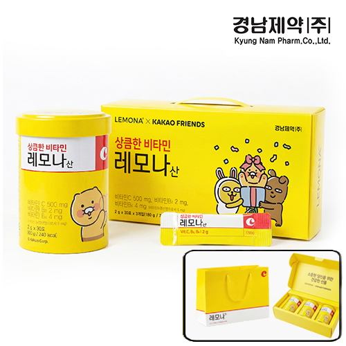 [경남제약] 레모나 카카오프렌즈 에디션(한정판) 2g x 30포 x 3개입 + 쇼핑백