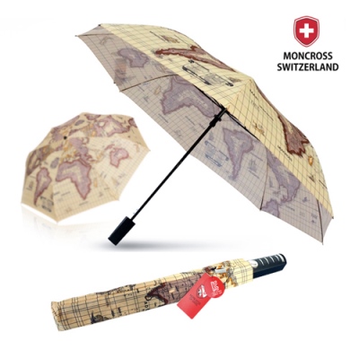 [몽크로스] 2단 고지도 패턴 반자동 우산 이미지